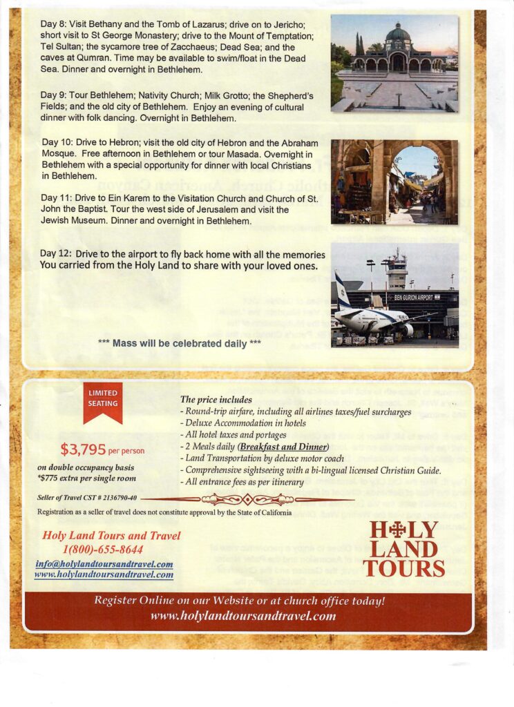 Pilgrimate To The Holy Land with Fr. Frederick Kutubebe Page 2